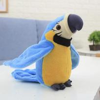 Talking Macaw Parrot Repeat What You Say Stuffed Animal Plush Toy Electronic Record Animated Bird Speaking Parrot Pet Plush Toys mėlyna