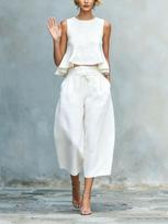 Women's Sleeveless Ruffle Crop Top & Wide Leg Pants Two Piece Set S balta