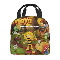 Bitė Maja su gėlėmis Animacinis Merch Izoliuota pietų dėžutė Mokyklai Maisto laikymo krepšys Daugkartinis Šaldymo Dėžutė Termo Bento Dėžutė Option 1 black