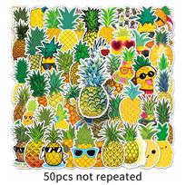 50pcs Cute Pineapple Fruit Stickers - Cartoon Graffiti for Journals, Phone Cases, Notebooks, Suitcases, Waterproof Decor