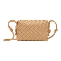 Bottega Veneta Loop Woven Design Zipper Camera Bag Clutch Mini Women bags Almond 680254V1G112700 Basic Set (Bag+Dust Bag)