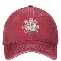 Red Hot Fire Squid Chilis Peppers Denim Baseball Cap Lips Chilis Earth Kpop Rock Hip Hop Hats Summer Couple Vintage Snapback Cap One Size