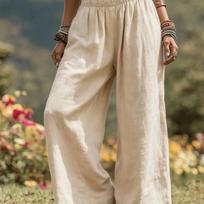 Women Wide Leg Pants Elastic High Waist Loose Casual Solid Color Full Length Palazzo Trousers for Summer XXL