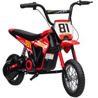 Vaikiškas elektrinis motociklas 24V, 250W variklis, greitis 6,4-16 km/h, vaikams 8-12 metų, galinė pakaba, raudonas 119 x 64 x 76.5 cm