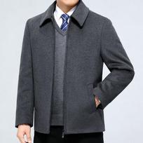 Cashmere coat men's mid-length winter thickened middle-aged and elderly dad's down-lined woolen coat 170
