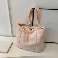 Women Simple Tote Bag Solid Color Puffer Shoulder Crossbody Bag Large Capacity Fashion Laptop Handbags for Travel Work CLE 30x12x26cm rožinė