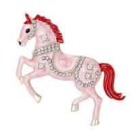 Sega Bėgantis Arklys Emalio Cirkonio Smeigtukas Kinų Zodiako Arklio Metų Sega Drabužių Dekoracija rožinė