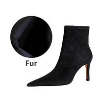 BIGTREE Fashion Black Women Ankle Boots Sexy Pointed Toe Side Zipper Autumn Winter Stiletto Thin Heels Shoes 35