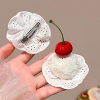 Cute Cherry Cake Hair Clips For Women Girls Sweet Children Autumn/Winter Plush Hair Accessories Student Gifts