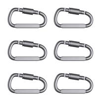 6Pcs Aluminum 20KG D Shape Carabiner Backpacking Climbing Buckles with Screw Gate For Safe Climbing Sport and Adventure sidabro pilka spalva