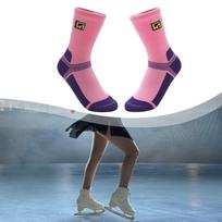 Figure Skating Socks Comfortable Breathable,for Ice Skates,for Children Ski Knee High Tights pink_L