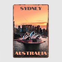 Sidnėjus Australija Vintažinis kelionių plakatas Metalinė plokštelė Plakatas Klubas Namų Baras Urvas Klasikinės plokštelės Skardos ženklas Plakatai Kambario Sienų dekoras 20x30cm（7.8x11.8inch）