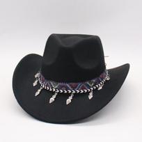 European And American Cross-Border New Western Cowboy Hat Jazz Top Hat Fashion Concave Men'S And Women'S Party Felt Jazz Hat One size fits all [d peach cow]