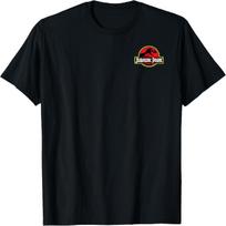 Jurassic Park Logo Red & Yellow Pocket T-Shirt S juoda