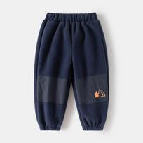 Children's pants thickened boys' casual pants fleece boys' going out warm leggings baby autumn and winter children's pants 90cm tamsiai mėlyna spalva