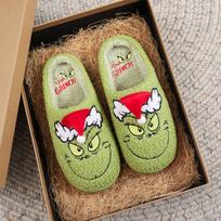 Warm And Comfortable Home Cute Cartoon Winter Cotton Slippers For Men And Women Couples Birthday Gift 40 žalia