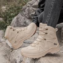 2026 Men's Mid-Top Outdoor Hiking & Combat Boots - Large Size Military & Training Shoes 45 chaki