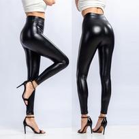 Womens Leggings Ladies Leather Wet Look Shiny Disco High Waist Trouser Pants XL juoda
