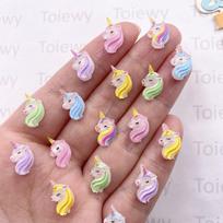 50Pcs Resin Colorful Mini Unicorn Flatback Cartoon Nail Art Rhinestone DIY Jewellery Scrapbook Crafts Decor Applique Accessories