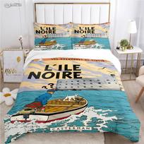 Cute T-Tintines Duvet Cover Cartoon Bedding Set Soft Quilt Cover with Pillowcases All Season Single Double Queen King Size EU Single 135x200cm