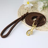 Copper Hook Leather Dog Leash for Medium to Large Dogs, Soft Cowhide Retriever Leash 1.5m material, 1.2m final, 1.2cm wide tamsiai ruda spalva