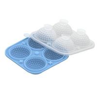 Golf Ball Ice Cube Tray with Funnel 4-Cavity Silicone Mold for Large Sphere Ice Easy-Release Leak-Proof Food-Grade Ice Cube Maker for Home Bar dangaus mėlyna spalva