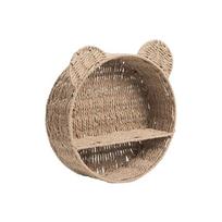 Durable 2 Tier Bear Ear Wall Mounting Shelf Handmade Cute Plant Display Storage Rack Decorative Hanging Storage Basket Kids Room smėlis