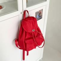 New Wrinkle Resistant and Waterproof Nylon Women's Backpack for Summer Leisure with Multiple Pockets and Solid Color Commuting Backpack raudona
