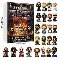 Rock plus Metal Advent Calendar Xmas Gifts 2D Flat Acrylic Iconic Music Character Is Fit designed for Rock plus Metal Fans' Gifts as describle gray