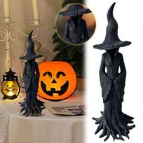 Barrel Cookie Witch Statue Gothic Resin Figure Vintage Magician Figure Dark Fantasy Decoration Festival Collectible