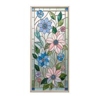 Floral Window Privacy Film Removable Static Cling Privacy Protection Film Decorative Waterproof Window Film for Home Bathroom Kitchen F