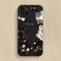 Cute Cartoon Cat Silicone Soft Phone Case For iPhone 16 Pro Max 15 14 13 12 11 XS XR X SE 7 8 16 Plus Shockproof Candy Cover iPhone 11 Pro