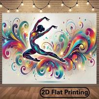 2D Vibrant Ballerina Silhouette Decoration Backdrop for Dance Studio 47.2x31.5inch/120*80cm