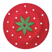 Beret for Kids Adults Strawberry Painter Hat British Cabbie Hat for Autumn Winter Flat Hat for Daily Wear Cabbie Hat raudona