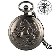 Antique Fullmetal Alchemist Quartz Anime Pocket Watch Cosplay Edward Elric Clock Design Pendant Necklace Chain Vintage Chain