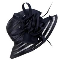 Sun Hat Flower Decor Wide Brim Lightweight Stripe See-through Mesh Women Church Cap Bridal Hat juoda