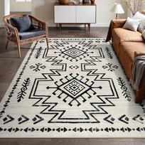 Vintage Aztec Tribal Area Rug Black White Geometric Totem Floor Mat Bohemian Ethnic Carpet for Living Room Bedroom Home Decor 40X60cm