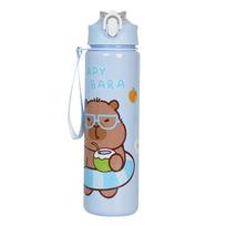 700ml Capybara Cute Water Cup with Straw & Handle Sports Water Bottle Large Capacity Kawaii Water Bottle for Fitness Sports mėlyna