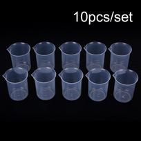 10 vnt 50 ml plastikinis graduotas matavimo puodelis, skirtas skysčio matavimo indui