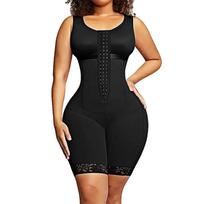 TEMU Plus Size Open Crotch Bodysuit: European & American Style Shapewear for Tummy Control and Butt Lifting. M juoda