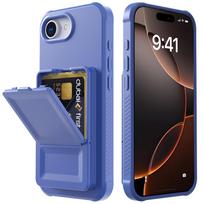 Naujas Atlenkiamas Kortelių Dėklas-Piniginė Stovas Telefonui iPhone17e iphone16e iphone 17E 16E Įmontuotas Veidrodėlis Bamperis Šarvuotas Dangtelis iPhone 16e gray