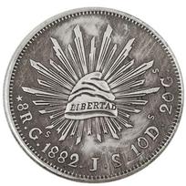 Antique Craftsmanship 39mm Thickened Copper Core 1882 Mexican Silver Dollar Commemorative Coin 0337 -1