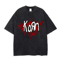 KORN Vintage Neutral Rock Band World Tour T-shirt KORN Washed Vintage T-shirt 100 Cotton O-neck T-shirt Summer Street Shirt S įvairiaspalvis