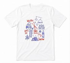 Ski Apres Ski Skiing Winter Club Cozy Season White T-shirt M