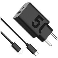 Charger wall Motorola TurboPower 50W Dual USB-C/USB-A with cable USB-C 1m juodos spalvos