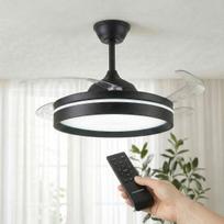 Lubų ventiliatorius su LED šviesa, 4 įtraukiamais sparnais ir nuotolinio valdymo pulteliu InnovaGoods