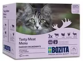 Bozita Kačių ėdalo gabaliukai padaže su mėsa „Multibox“ – šlapias kačių ėdalas – 12 x 85 g
