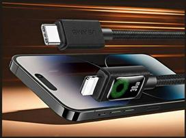 USAMS U92 30W USB-C į Lightning kabelis 1.2m juodas