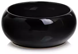 POLNIX Keraminis vazonas PIANO, apvalus, juodas, 19 x 8(A) cm