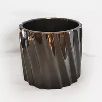 POLNIX Keraminis vazonas PIANO, apvalus, juodas, 13 x 12(A) cm